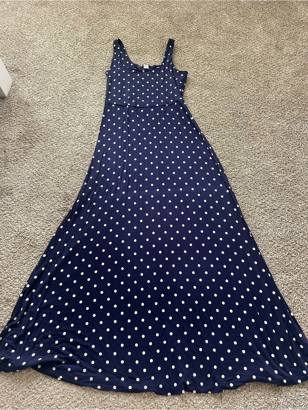 Old Navy Navy and White Polka Dot Maxi Dress